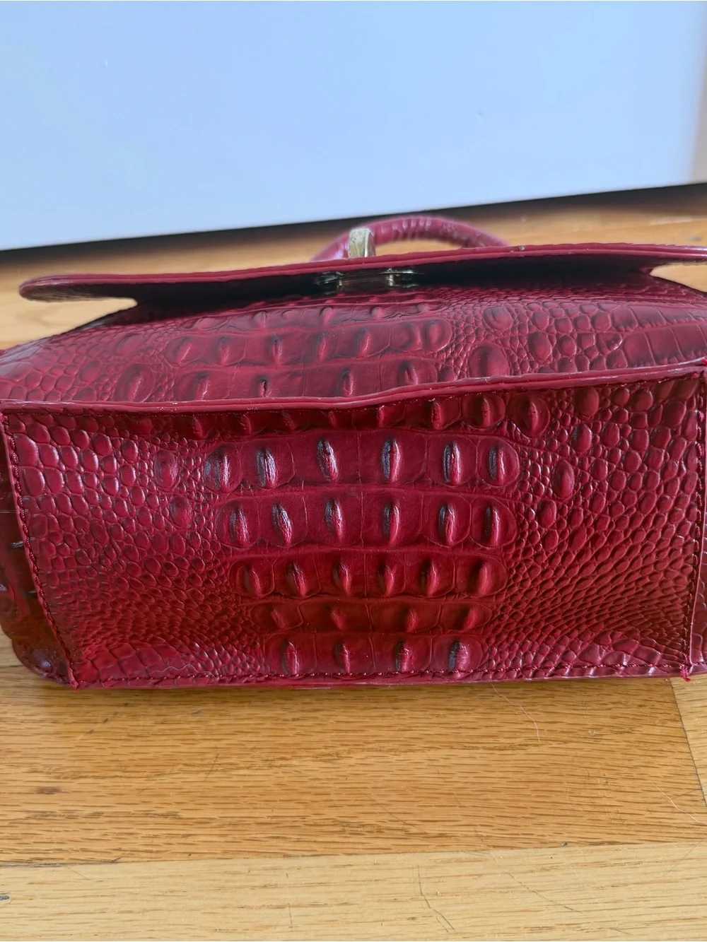 Marc Fisher Croc-Embossed Top-Handle Satchel in Burgundy